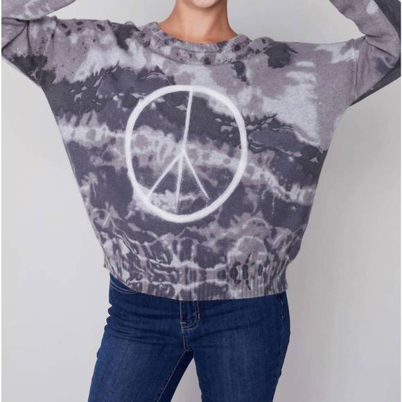 NEW CHARLIE B printed sweater in charcoal - Picture 3 of 3